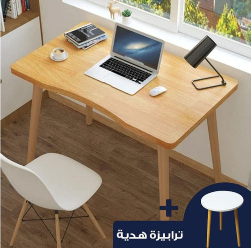 مكتب خشب زان احمر بلون خشابي + ترابيزة هديه